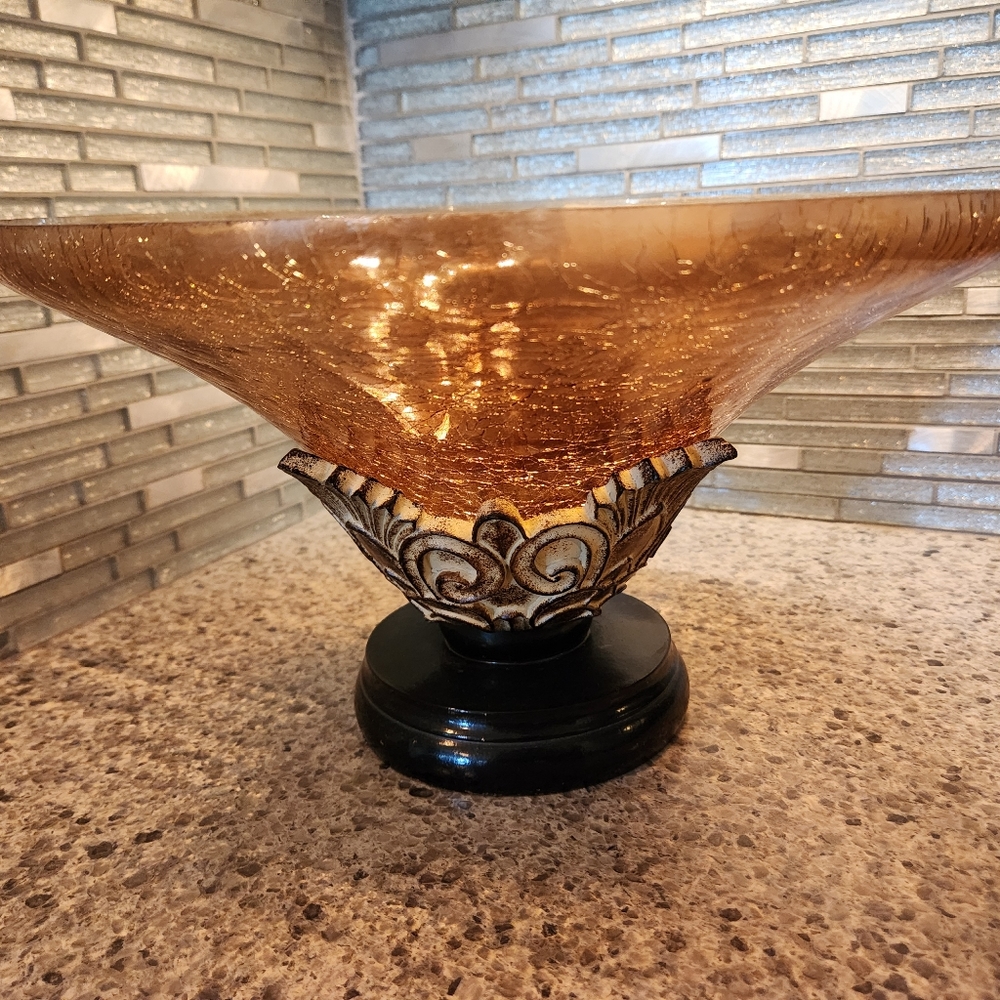 Amber Crackle Glass Centerpiece